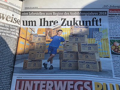 zapf umzüge Ausbildung in der Zeitung
